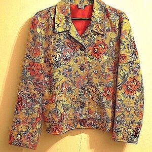Women’s Green  Flowered Jean Jacket L